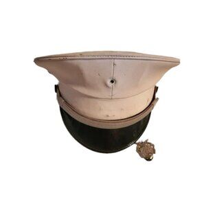 Vintage White Fork Union Military Academy Cadets Dress Hat Cap w/ PIn Badge